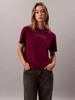 Calvin Klein Foil Logo Crew Neck T-Shirt, Berry Glaze, Berry Glaze
