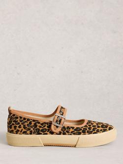 White Stuff Pippa Leopard Print Mary Jane Trainers, Brown, Brown