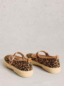 White Stuff Pippa Leopard Print Mary Jane Trainers, Brown - view 2, Brown