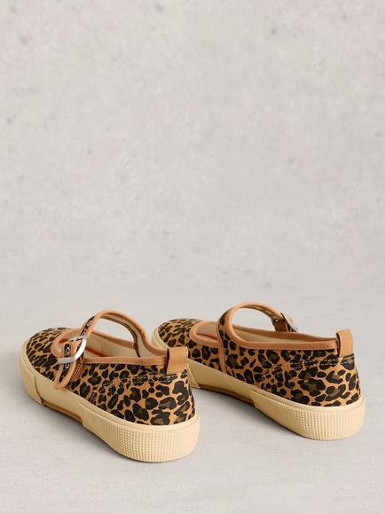 White Stuff Pippa Leopard Print Mary Jane Trainers, Brown - view 2, Brown