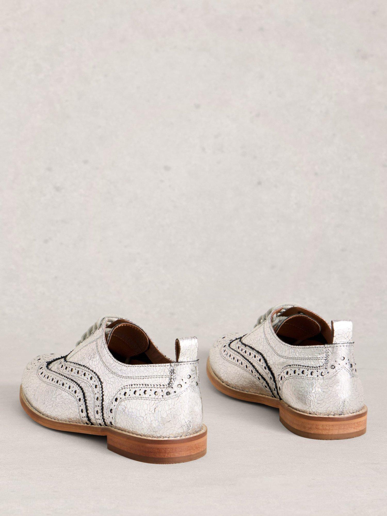 Product image 2 of 4, which shows White Stuff Thistle Leather Brogues, Silver, 3