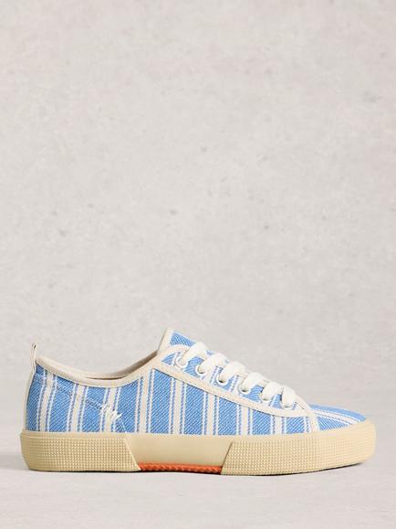 White Stuff Pippa Canvas Trainers, Light Blue/White, Light Blue/White