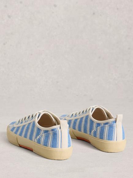 White Stuff Pippa Canvas Trainers, Light Blue/White - view 2, Light Blue/White