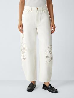 AND/OR Rope Detail Barrel Leg Jeans, Ecru, Ecru