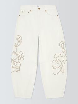 AND/OR Rope Detail Barrel Leg Jeans, Ecru, Ecru