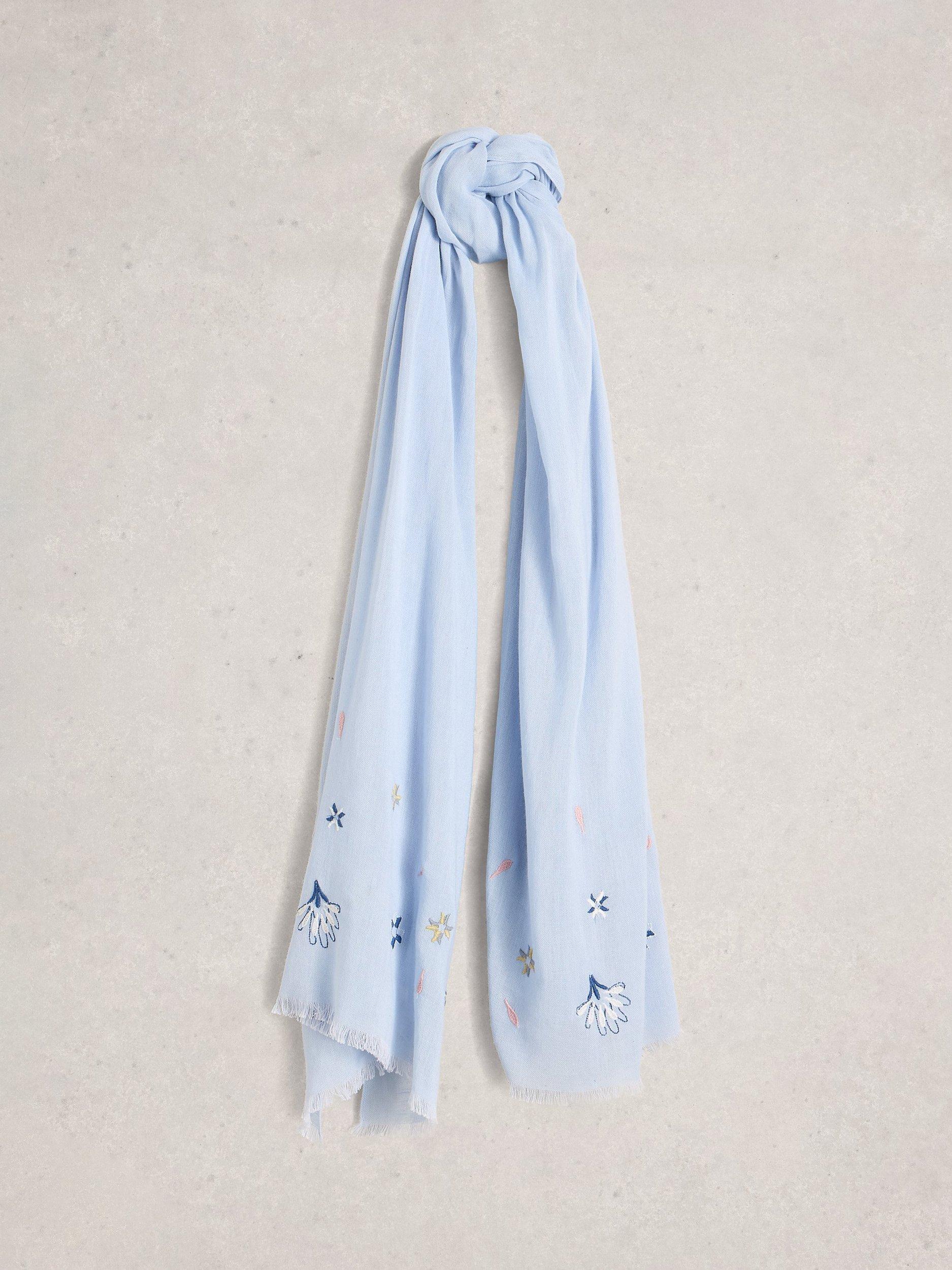 Product image 1 of 3, which shows White Stuff Embroidered Scarf, Light Blue, One Size