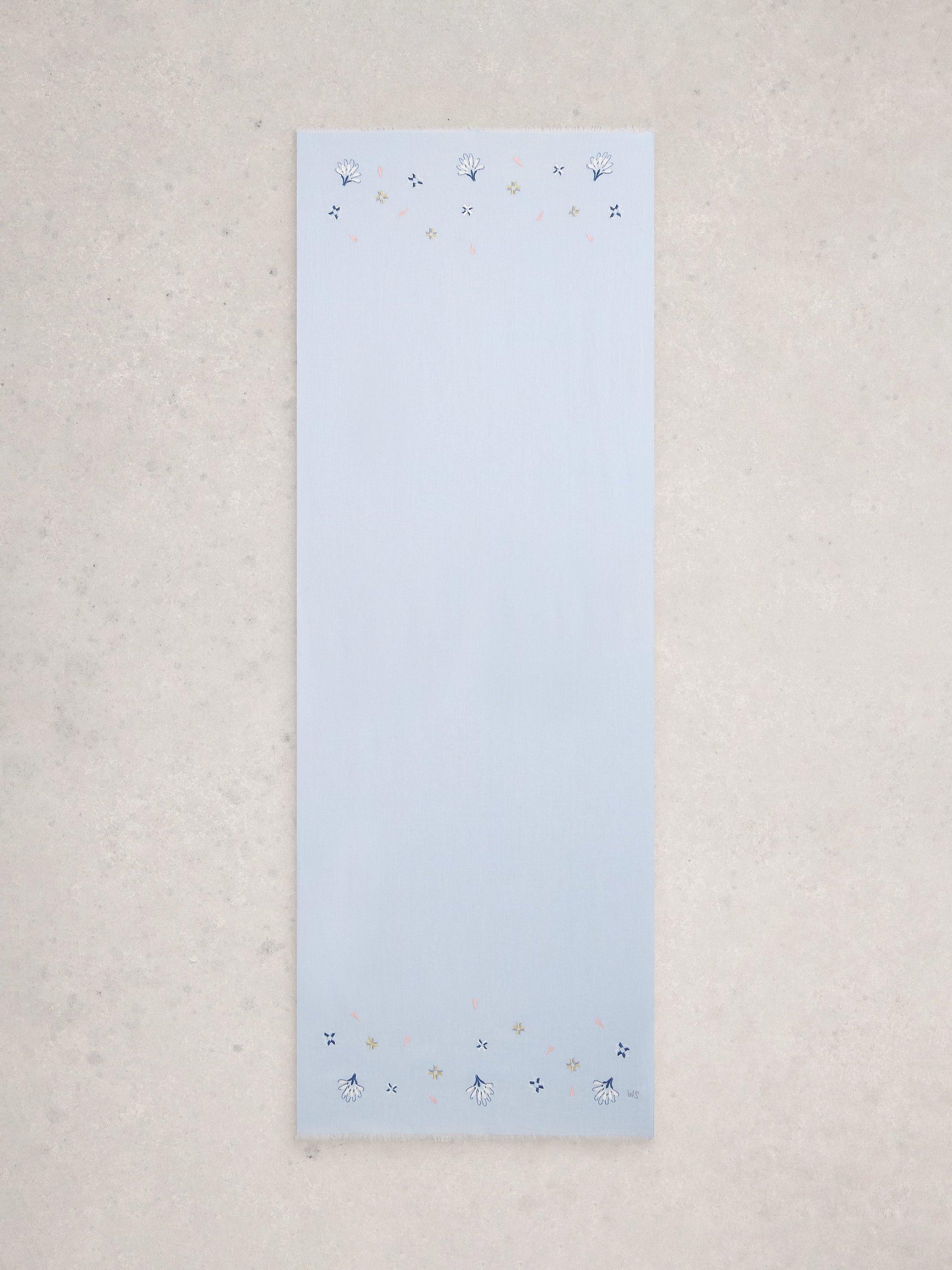 Product image 2 of 3, which shows White Stuff Embroidered Scarf, Light Blue, One Size