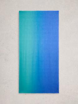 White Stuff Penny Colour Block Scarf, Blue/Multi - view 2, Blue/Multi