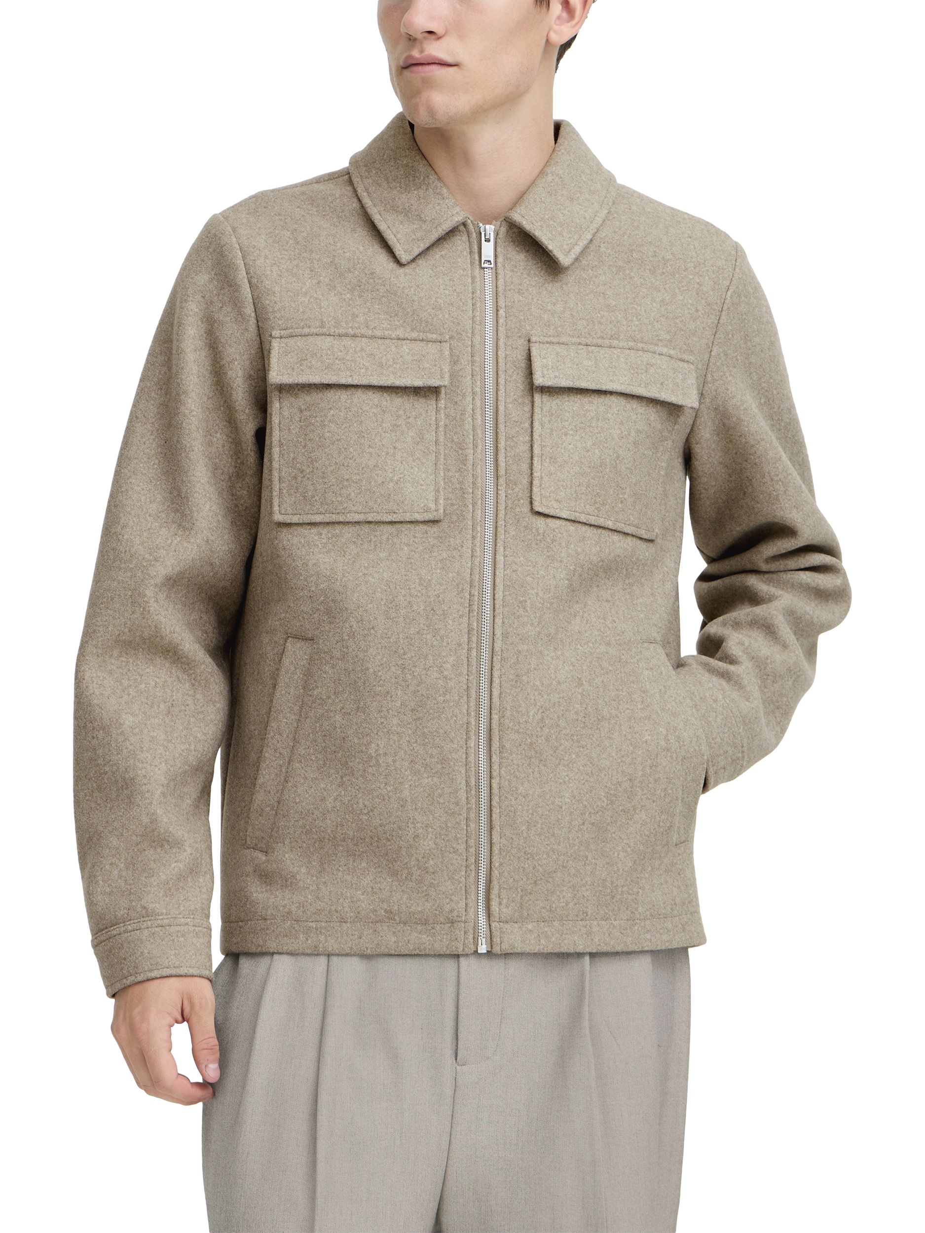 Product image 1 of 7, which shows Casual Friday Moberg Soft Touch Smart Jacket, Cream, M