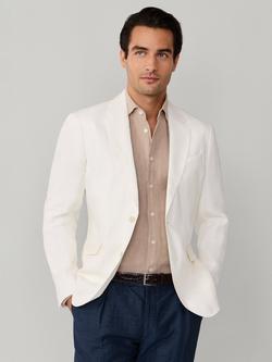 Hackett London Linen Delavé Textured Ascot Block Blazer, White