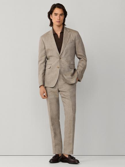 Hackett London Linen Delavé Textured Ascot Block Blazer - view 2, Taupe Beige