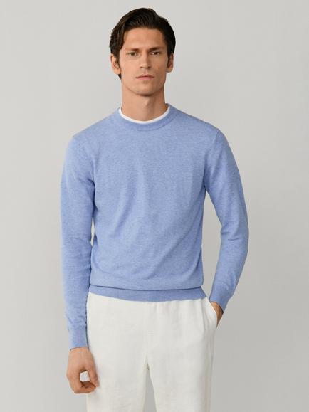 Hackett London Linen Blend Crew Neck Jumper, Summer Blue