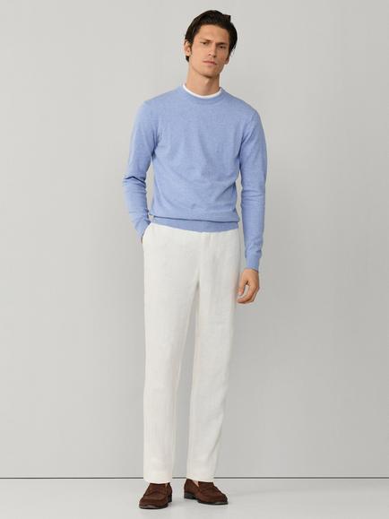 Hackett London Linen Blend Crew Neck Jumper - view 2, Summer Blue