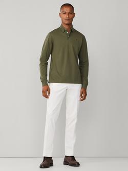 Hackett London Cotton Regular Fit Long Sleeve Polo Shirt, Moss Green - view 2, Moss Green