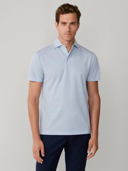 Hackett London Cotton Regular Fit Short Sleeve Polo Shirt, Dusty Blue