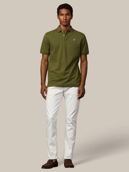 Hackett London Heritage Cotton Regular Fit Short Sleeve Polo Shirt - view 2, Moss Green