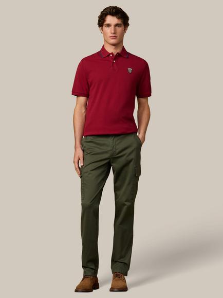 Hackett London Heritage Cotton Regular Fit Short Sleeve Polo Shirt - view 2, Oxblood Red