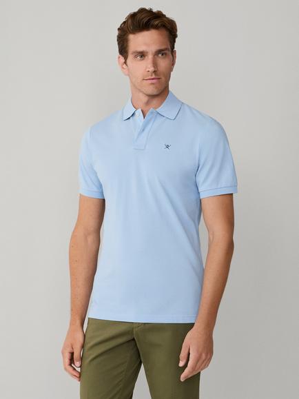 Hackett London Cotton Slim Fit Short Sleeve Polo Shirt, Oxford Blue