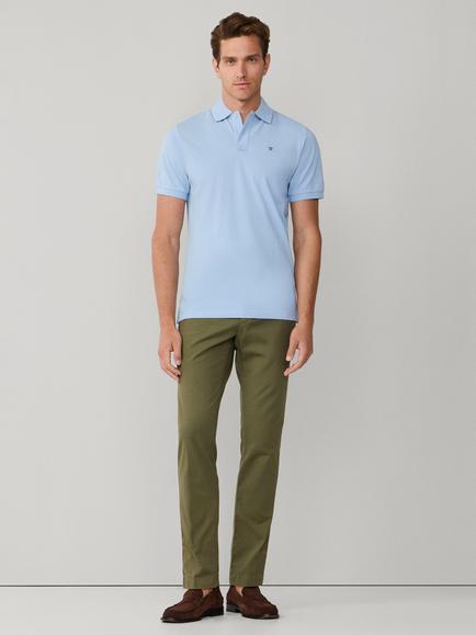 Hackett London Cotton Slim Fit Short Sleeve Polo Shirt - view 2, Oxford Blue