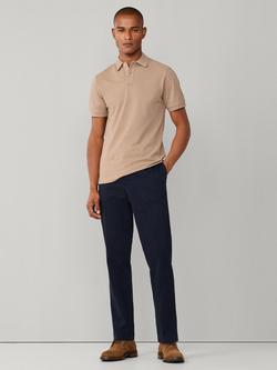 Hackett London Slim Fit Short Sleeve Pique Polo Shirt, Dark Grey Marl - view 2, Malt Beige