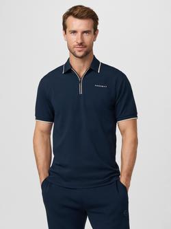 Hackett London Sport City Half Zip Cotton Blend Polo Shirt, Navy