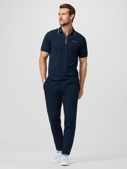 Hackett London Sport City Half Zip Cotton Blend Polo Shirt - view 2, Navy