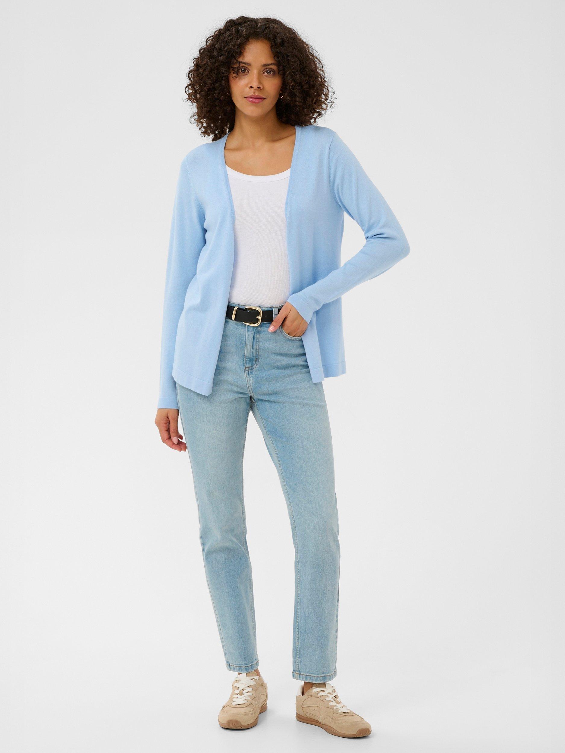 Product image 2 of 5, which shows KAFFE Astrid Open Neck Cardigan, Blue, XS