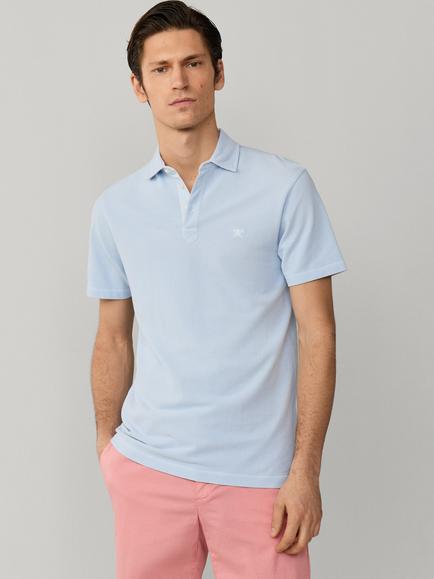 Hackett London Cotton Regular Fit Garment-Dyed Pique Polo Shirt, Light Blue