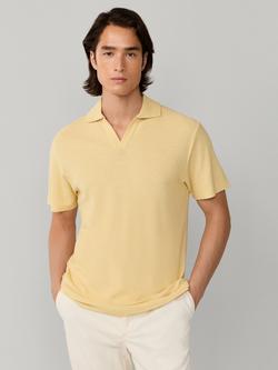 Hackett London Buttonless Cotton Polo Shirt, Yellow, Yellow