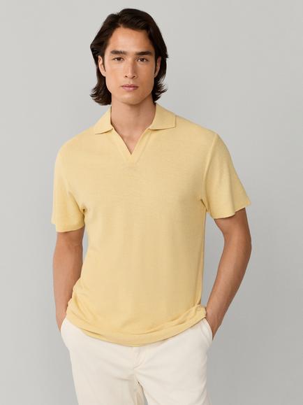 Hackett London Buttonless Cotton Polo Shirt, Yellow, Yellow