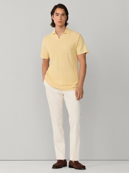 Hackett London Buttonless Cotton Polo Shirt, Yellow - view 2, Yellow