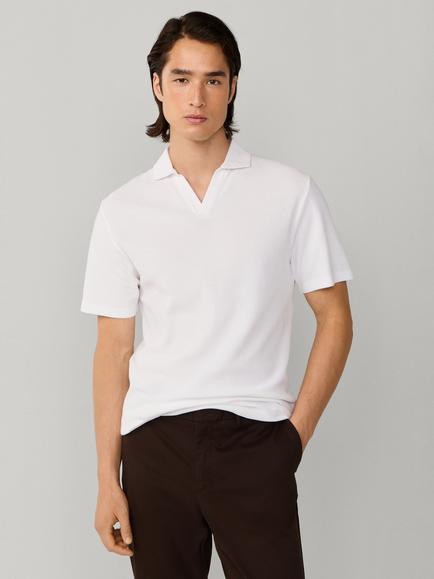 Hackett London Cotton Regular Fit Honeycomb Textured Polo Shirt, Optic White, Optic White