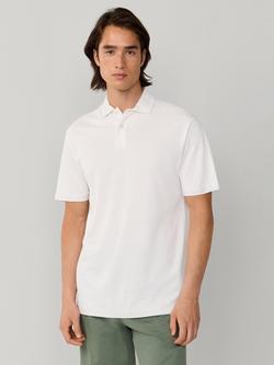 Hackett London Cotton Blend Regular Fit Short Sleeve Pique Polo Shirt, Optic White, Optic White