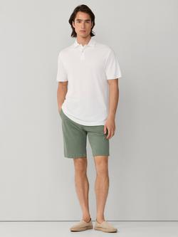 Hackett London Cotton Blend Regular Fit Short Sleeve Pique Polo Shirt, Optic White - view 2, Optic White