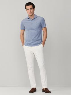 Hackett London Cotton Regular Fit Short Sleeve Oxford Pique Polo Shirt - view 2, Eton Blue