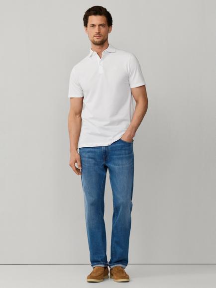 Hackett London Cotton Regular Fit Short Sleeve Oxford Pique Polo Shirt - view 2, Optic White
