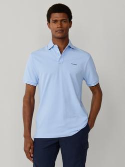 Hackett London Cotton Regular Fit Short Sleeve Polo Shirt, Summer Blue