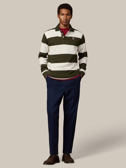 Hackett London Heritage Cotton Regular Fit Long Sleeve Rugby Shirt, Off White - view 2, Off White