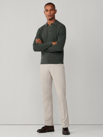 Hackett London Merino Wool Blend Regular Fit Long Sleeve Polo Shirt - view 2, Moss Green