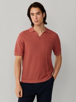 Hackett London Cotton Regular Fit Riviera Collar Polo Shirt, Baked Clay Red