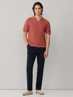 Hackett London Cotton Regular Fit Riviera Collar Polo Shirt - view 2, Baked Clay Red