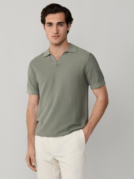 Hackett London Cotton Regular Fit Riviera Collar Polo Shirt, Sage Green