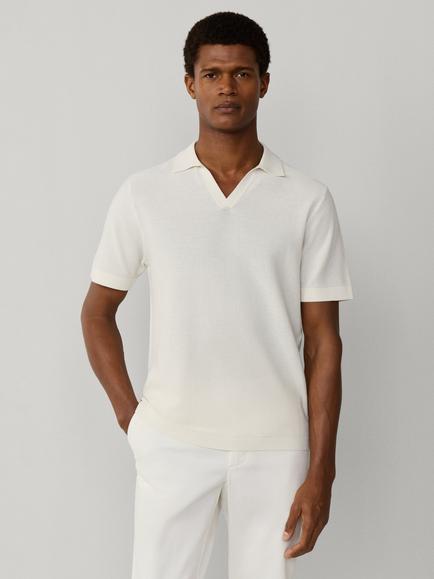 Hackett London Cotton Regular Fit Riviera Collar Polo Shirt, Off White