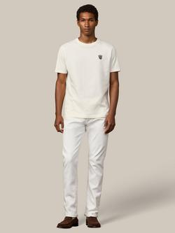 Hackett London Cotton Regular Fit Short Sleeve Badge Detail T-Shirt, Off White - view 2, Off White