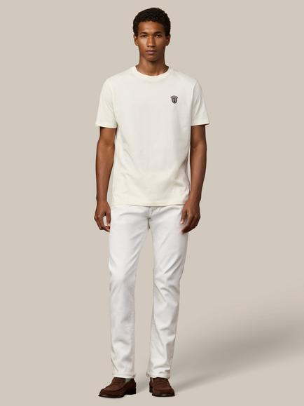 Hackett London Heritage Cotton Regular Fit Short Sleeve Badge Detail T-Shirt - view 2, Off White