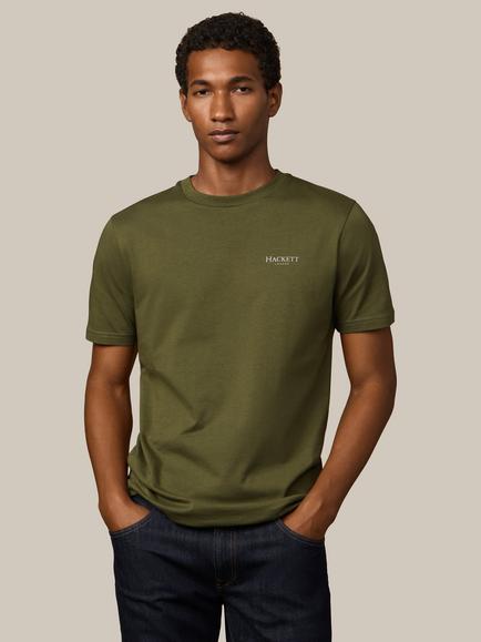 Hackett London Heritage Cotton Regular Fit Short Sleeve Logo T-Shirt, Moss Green
