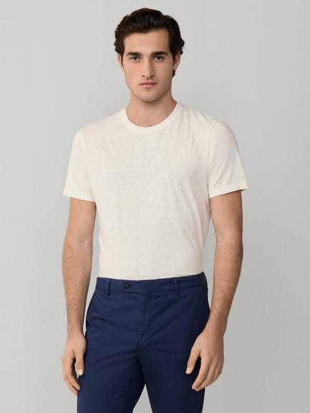Hackett London Linen Blend Classic Fit Short Sleeve T-Shirt, Off White