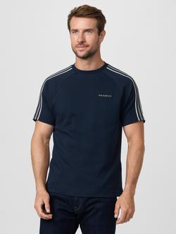 Hackett London Sport Crew Neck Tape Cotton T-Shirt, Navy, Navy