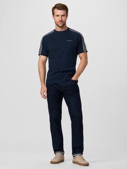 Hackett London Sport Crew Neck Tape Cotton T-Shirt, Navy - view 2, Navy