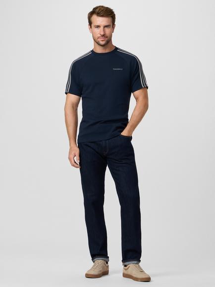 Hackett London Sport Crew Neck Tape Cotton T-Shirt, Navy - view 2, Navy